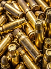 Detailed close-up shot of brass-colored spent bullet casings with intricate textures and subtle sheen