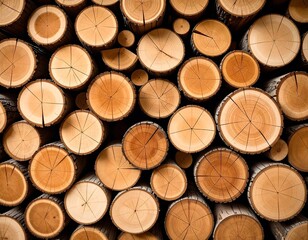 Stacked logs, close-up view
