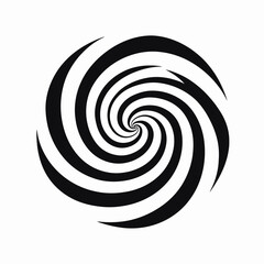 Hypnotic black and white vortex illustration, creating a visual illusion silhouette