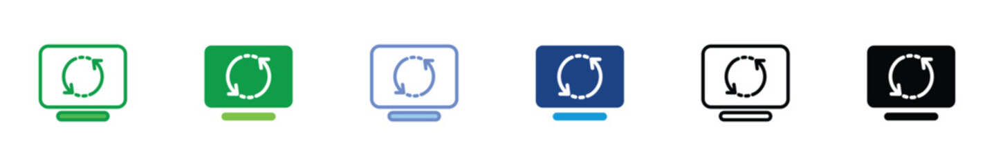 Computer Loading Icon – Laptop with Refresh and Synchronization Symbol for Update, Processing, and Data Transfer
