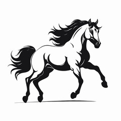 Obraz premium Majestic equestrian art showcases a running horse in striking black silhouette