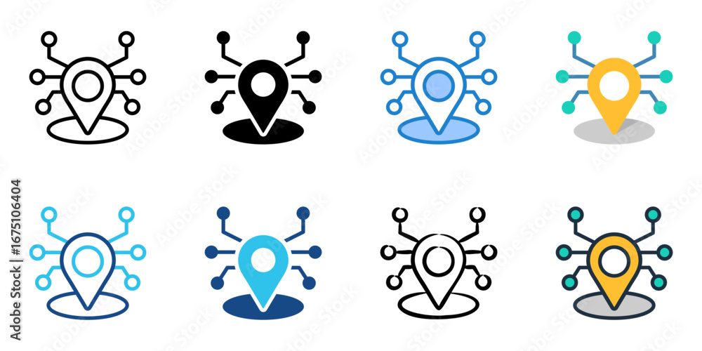 Poster super gps icon set multiple style collection