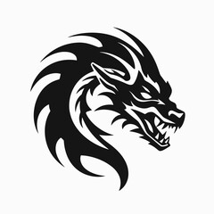 Fototapeta premium Fierce mythical creature roars powerfully in this striking vector illustration silhouette