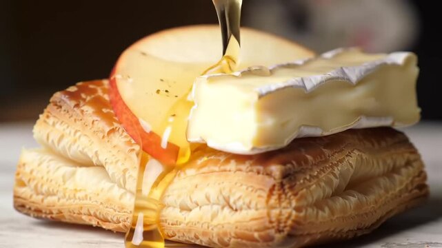 Savory pastry with brie cheese and apple slices