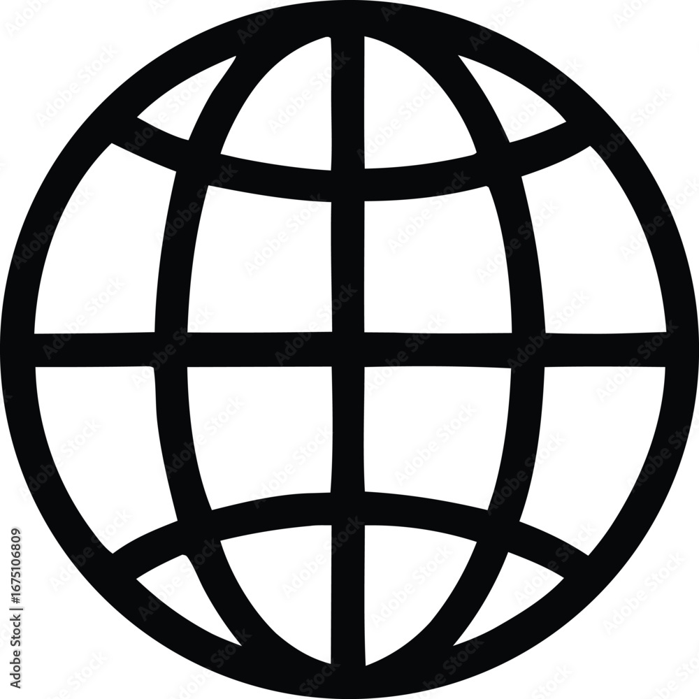 Poster global network symbol simple globe icon worldwide connection communication digital technology concep