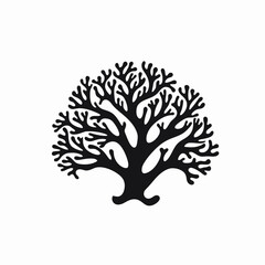 Abstract tree with branching structure against white background artistic silhouette