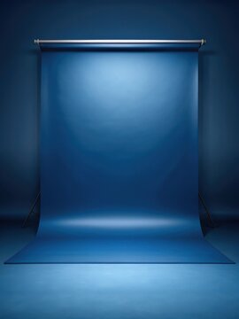 Dark Blue Dramatic Studio Backdrop with Crisp Edges and Clean Lines