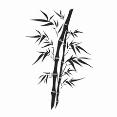 Elegant bamboo stems with leaves in a simple, minimal vector silhouette