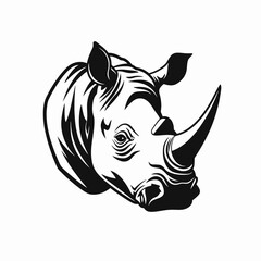 Majestic rhinoceros head with intricate details, showcasing strong wildlife animal silhouette