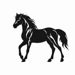 Obraz premium Elegant equine with flowing mane, a majestic horse silhouette.