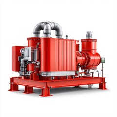 High-Performance Industrial Pump Station in Bright Red Finish