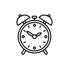 Vintage Alarm Clock Outline Icon Classic Timepiece Reminder Wake Up Call and Punctuality Concept Elegant Design