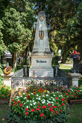 Beethoven Grave Monument with Flowers at Central Cemetery Vienna