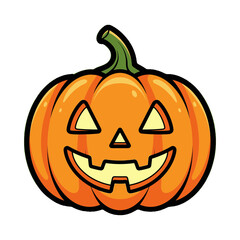 Smiling Jack O Lantern Halloween Pumpkin Illustration.