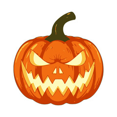 Scary Halloween Jack O Lantern Illustration.