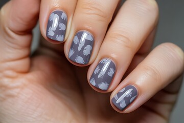 Fototapeta premium Glossy koala inspired nail polish design with animal texture 