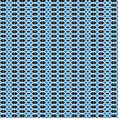 This seamless geometric pattern features an intricate grid of abstract ethnic heart and diamond motifs, creating a modern quilting design in a monochromatic blue palette