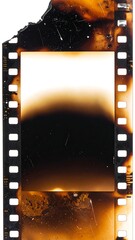 Obraz premium Scorched film frame; top edge is burnt and shows significant heat damage
