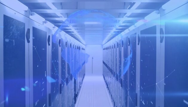 Server room interior, futuristic