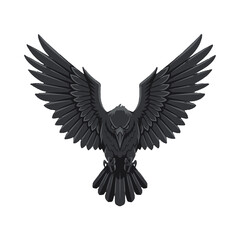 Stylized Black Raven with Spread Wings.