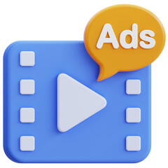 Video Ads 3D illustration
