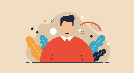 Stylized illustration of a person representing user experience, personal profile, or business identity. Perfect for digital projects, growth concepts, or modern communication.