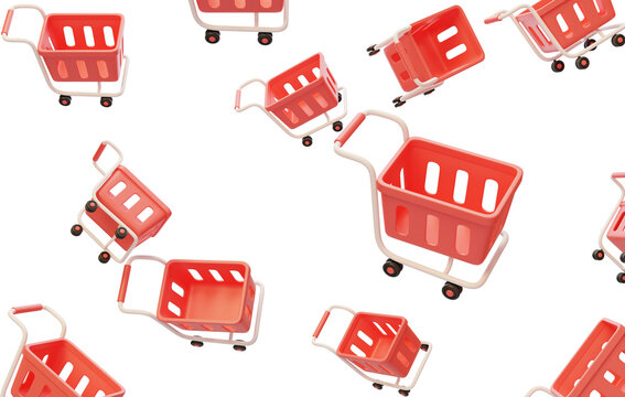 Shopping cart basket 3D e-commerce supermarket consumption