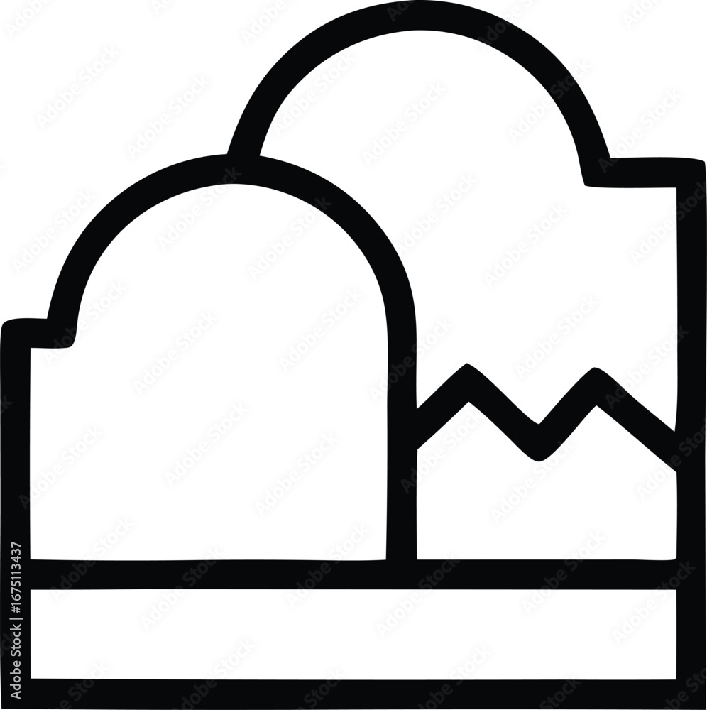 Poster stylized cloud icon symbol simple abstract geometric graphic minimalist design element representing 