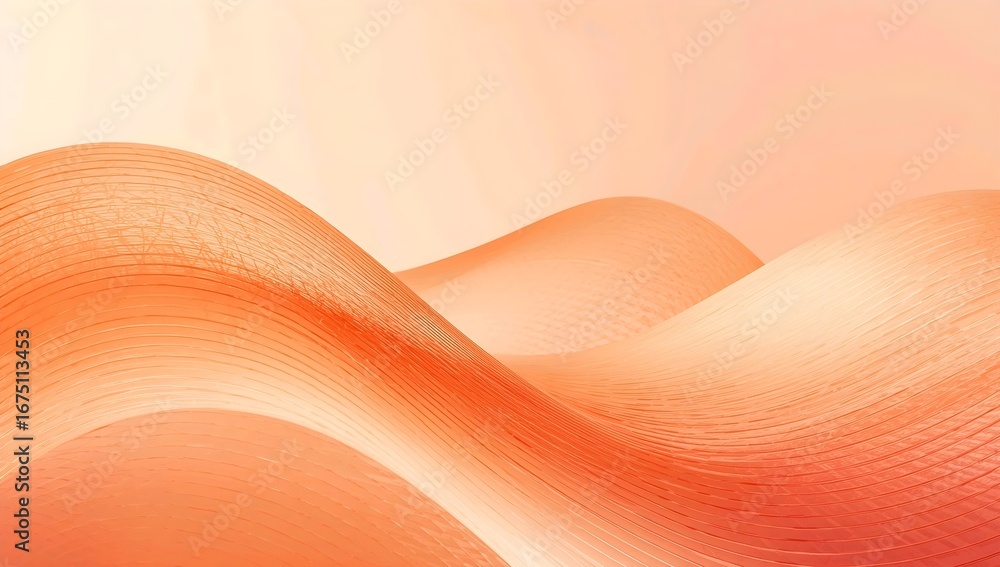 Poster soft orange and red silk fabrics with a gentle wave pattern create a beautiful, abstract background 
