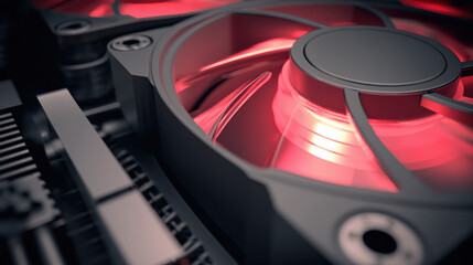 dust-clogged fan beside overheating heatsink glowing red fins maintenance needed scene illustration concept scene visual for commercial design use high detail quality stock image illustration concept 