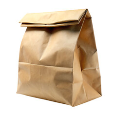 Obraz premium Brown Paper Lunch Bag Isolated on Transparent Background