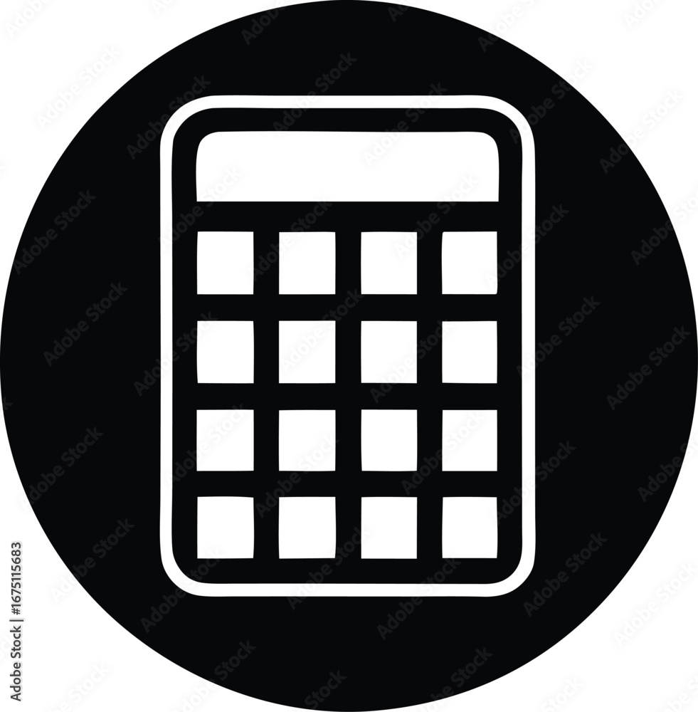 Aufkleber simple calculator icon inside a black circle represents basic arithmetic and financial tools for dig