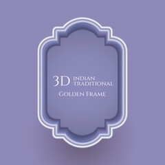 3D Traditional indian golden frames concept poster set, gold 3d frame template, windows on color background. Golden frames for indian festival decotion and poster design.