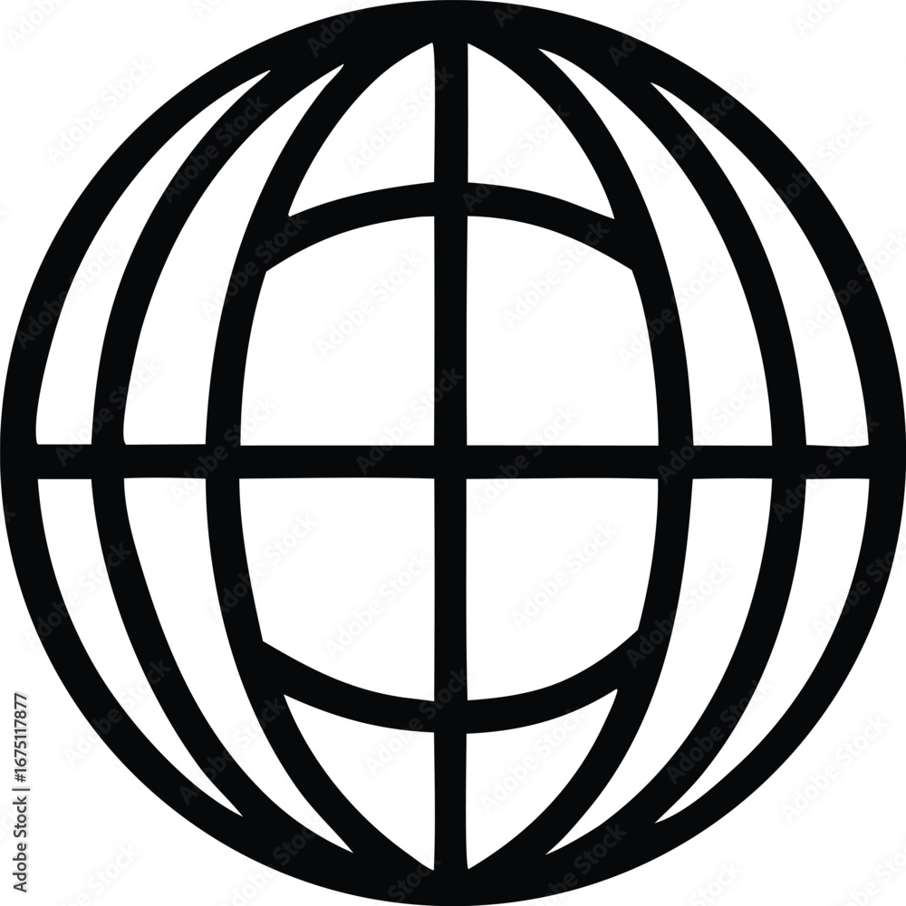Poster global network symbol simple line art internet connection world globe connectivity communication tec