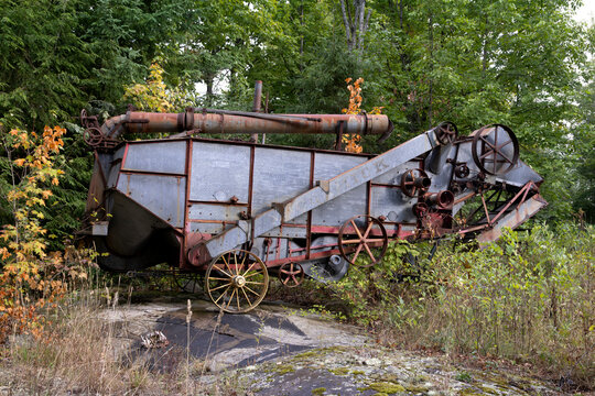 Unused old threshing machine