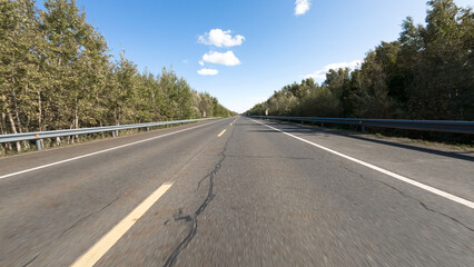 pov motion blured empty highway