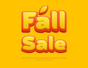 Vector Seasonal Advertisement Fall Sale. Sunny Yellow and Red Font. Stylish Alphabet Letters and Numbers set