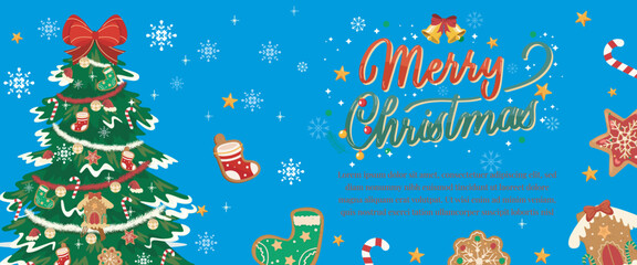 High-quality vector file featuring Christmas background and banner.
