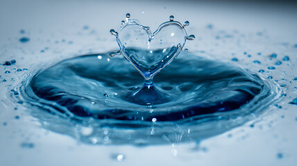 Water hydration. Heart shaped water droplet