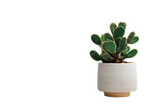 Potted cactus on a white background