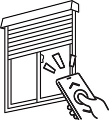 スマホリモコンと電動シャッター_線画