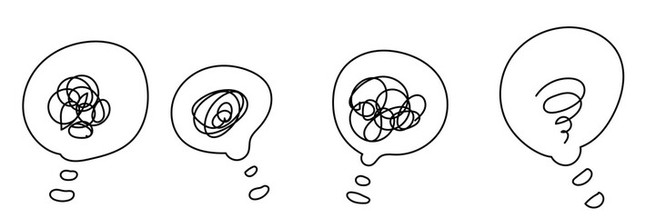 手書き モヤモヤ・不安・悩む・考える・グルグルなど　アイコンセット