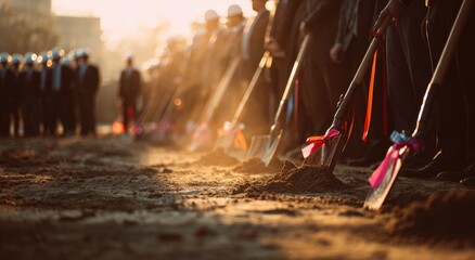 Groundbreaking ceremony at dawn