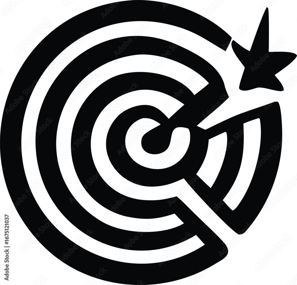 Poster abstract circular maze design with a star element for modern branding and graphic design projects
