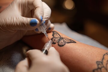 Tattoo application close-up