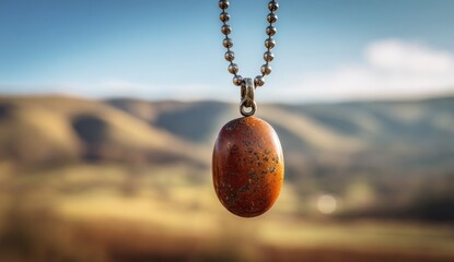 Pendant against mountain backdrop