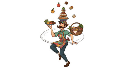 Obraz premium A Street Food Vendor's Signature Cooking Move