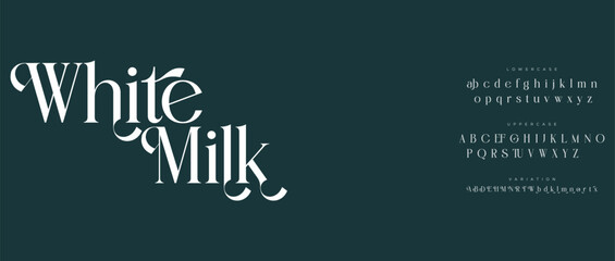 White Milk Minimal luxury font alphabet logo. Typography beauty fashion elegant minimalist serif italic fonts decorative wedding vintage retro logos. vector illustration