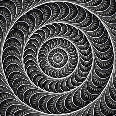 Vector floral swirl pattern with black and white seamless abstract art and vintage wallpaper design