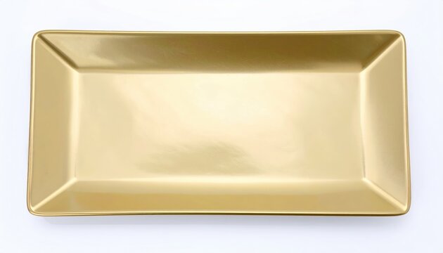 a gold rectangle plate on white background